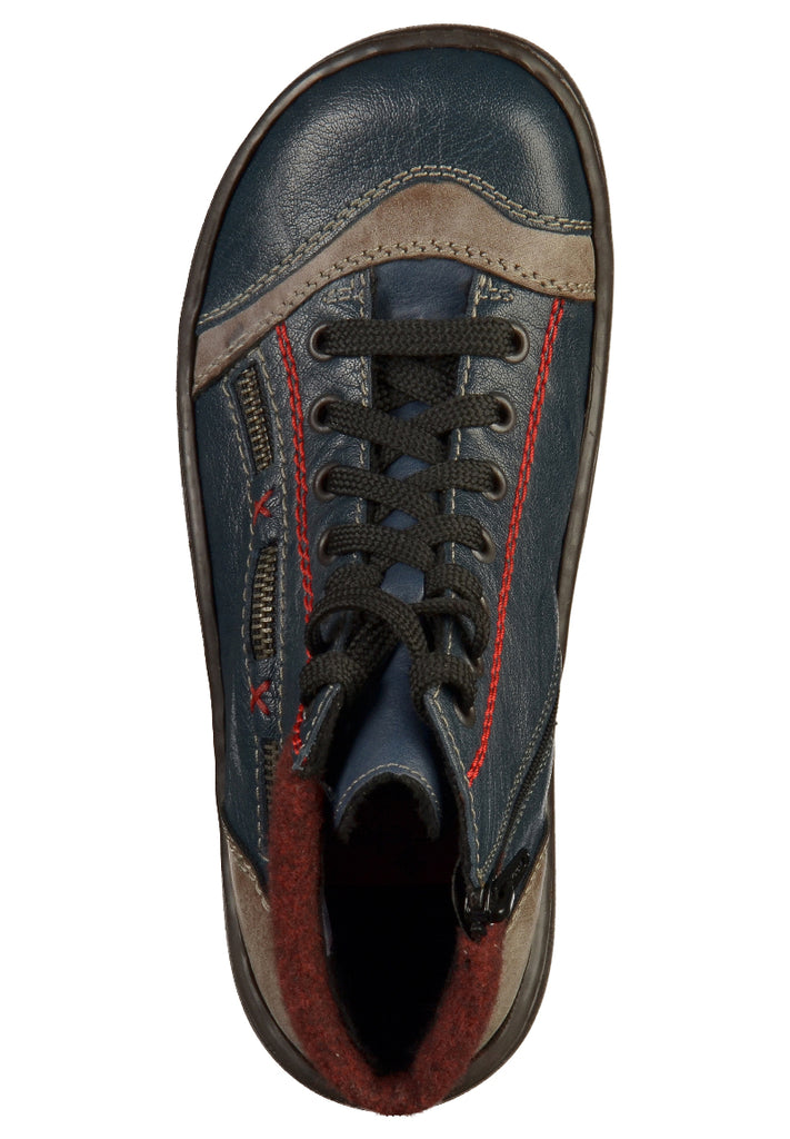 Rieker Stiefelette Glattleder Blau - surf4shoes