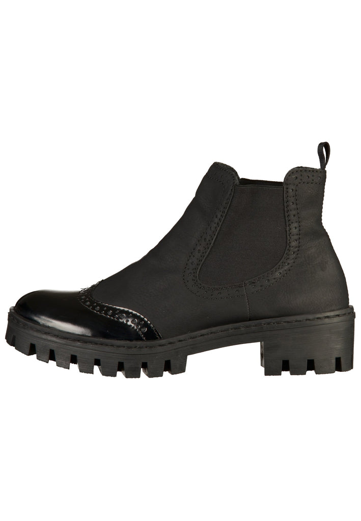 Rieker Stiefelette Lederimitat Schwarz - surf4shoes