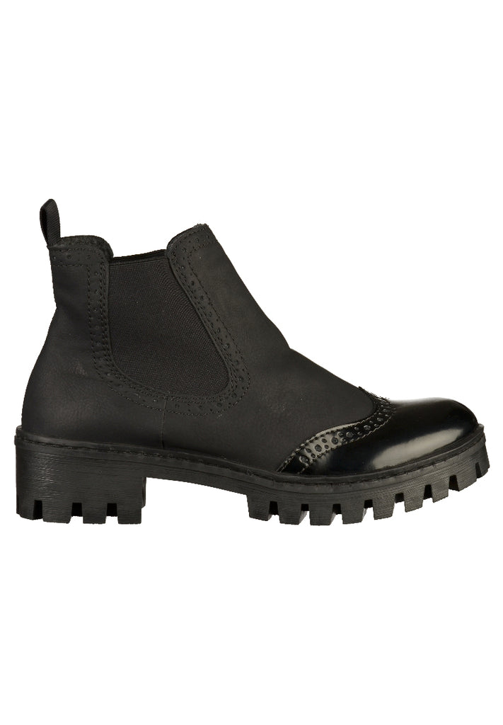 Rieker Stiefelette Lederimitat Schwarz - surf4shoes