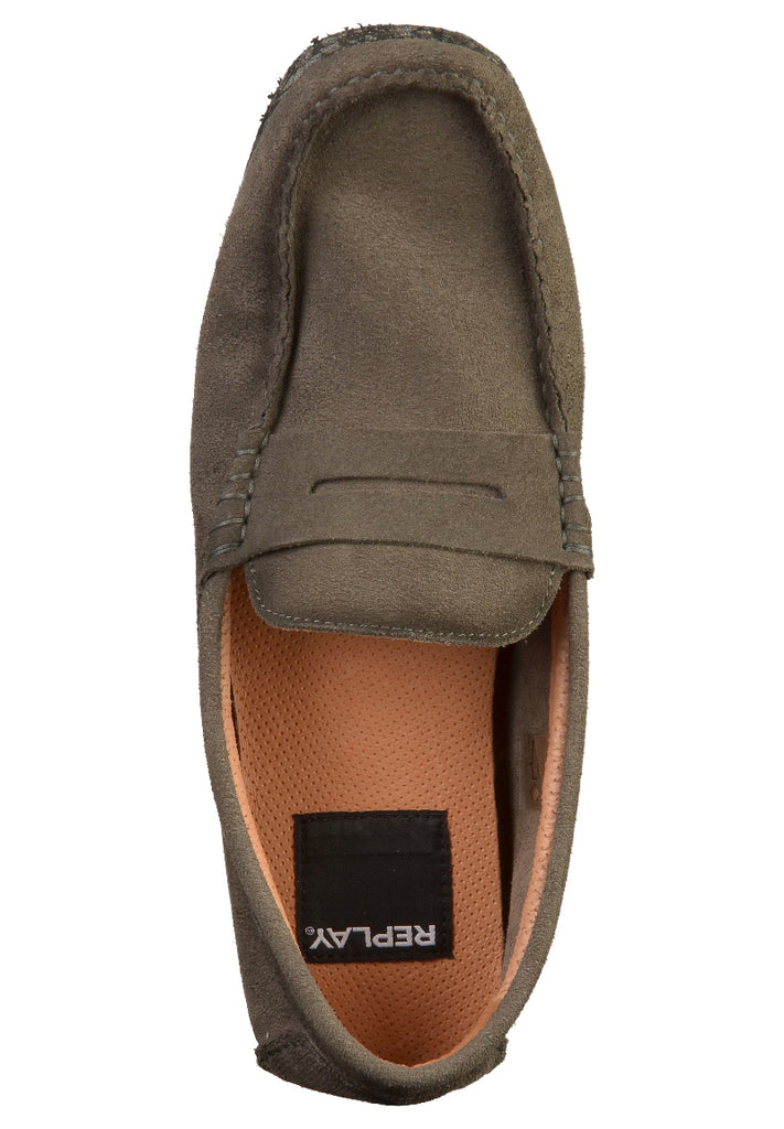 Replay Mokassin Leder Dunkelgrau - surf4shoes