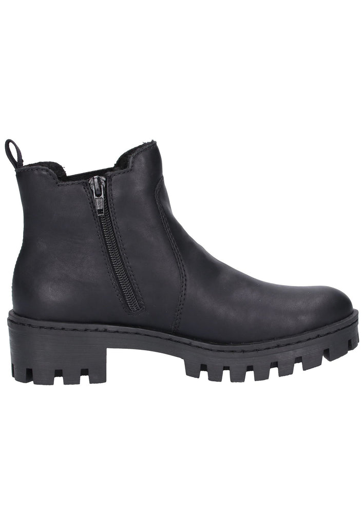 Rieker Stiefelette Lederimitat Schwarz - surf4shoes