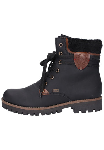 Rieker Stiefelette Lederimitat Schwarz - surf4shoes