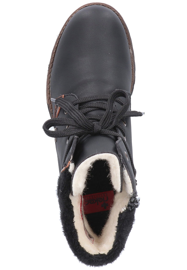 Rieker Stiefelette Lederimitat Schwarz - surf4shoes