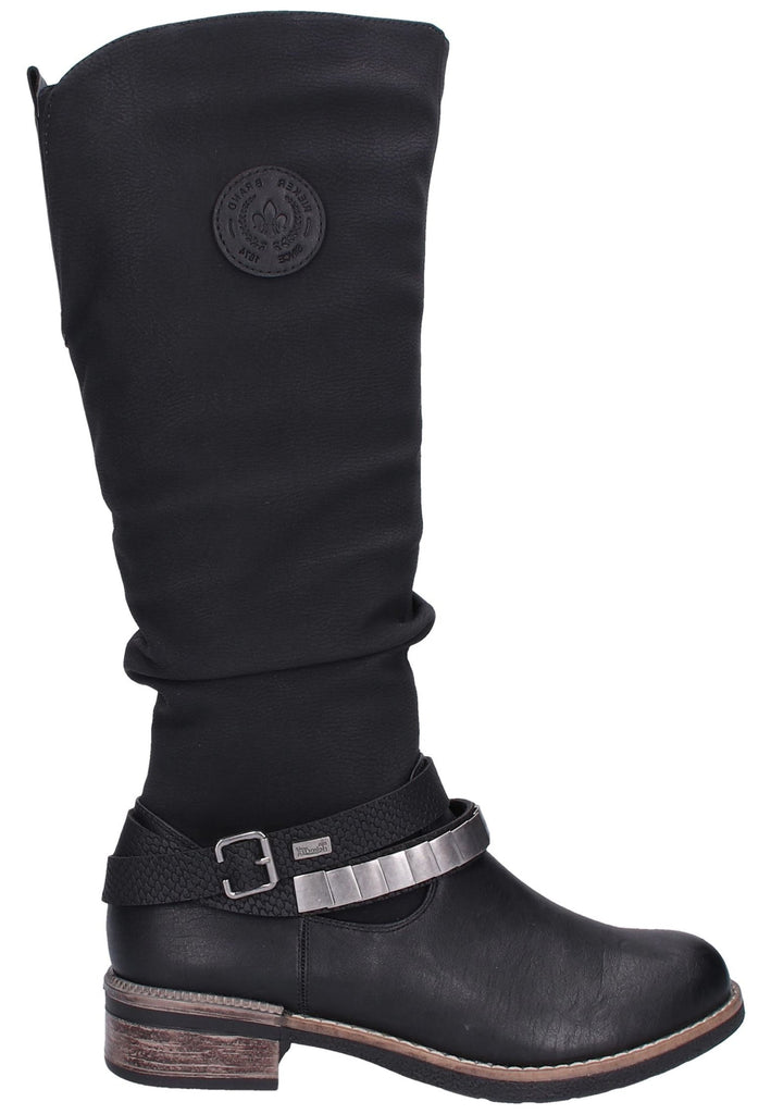 Rieker Stiefel Lederimitat Schwarz - surf4shoes