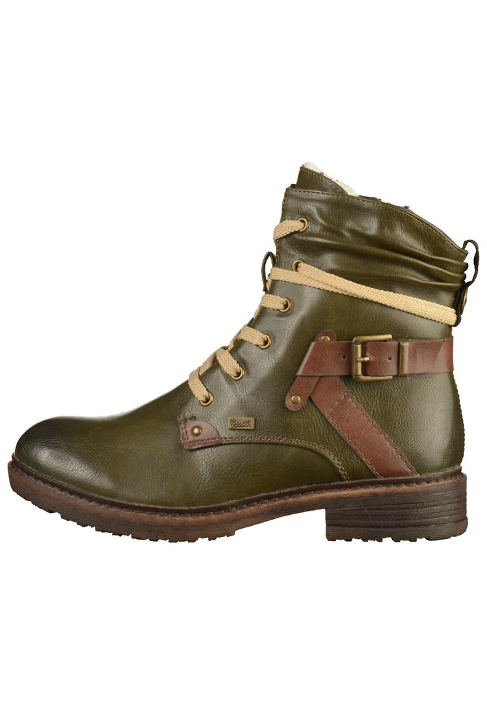 Rieker Stiefelette Lederimitat Oliv - surf4shoes