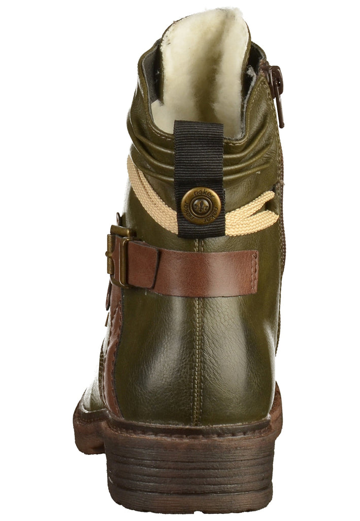 Rieker Stiefelette Lederimitat Oliv - surf4shoes