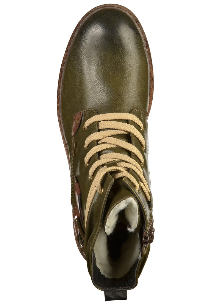 Rieker Stiefelette Lederimitat Oliv - surf4shoes