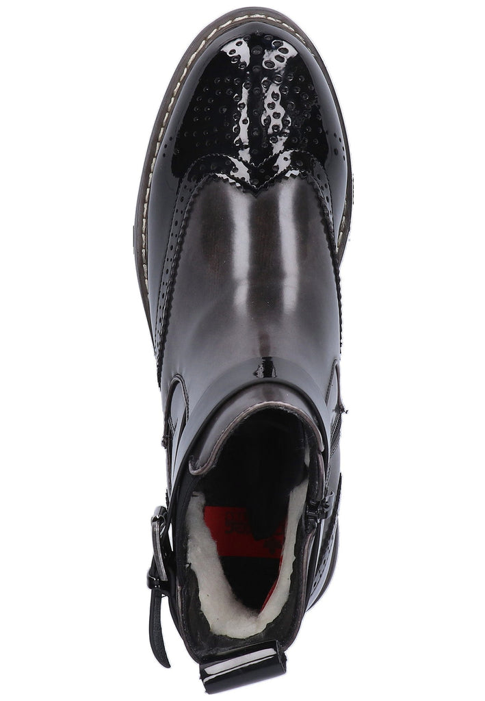 Rieker Stiefelette Lederimitat Schwarz - surf4shoes