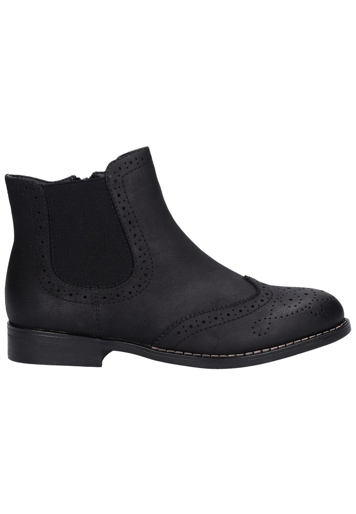 Rieker Stiefelette Lederimitat Schwarz - surf4shoes