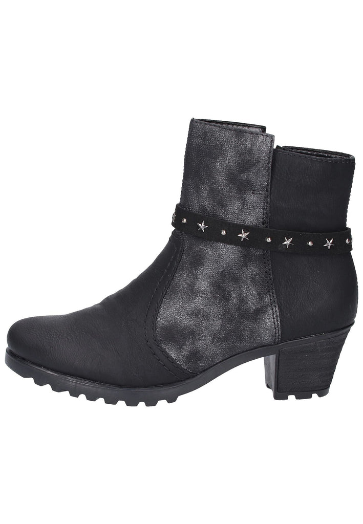Rieker Stiefelette Lederimitat Schwarz - surf4shoes