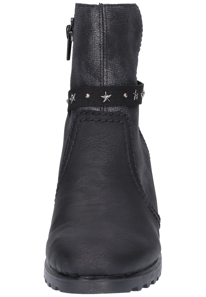 Rieker Stiefelette Lederimitat Schwarz - surf4shoes