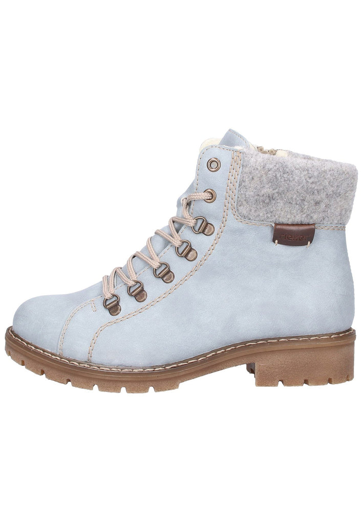 Rieker Stiefelette Lederimitat Hellblau - surf4shoes