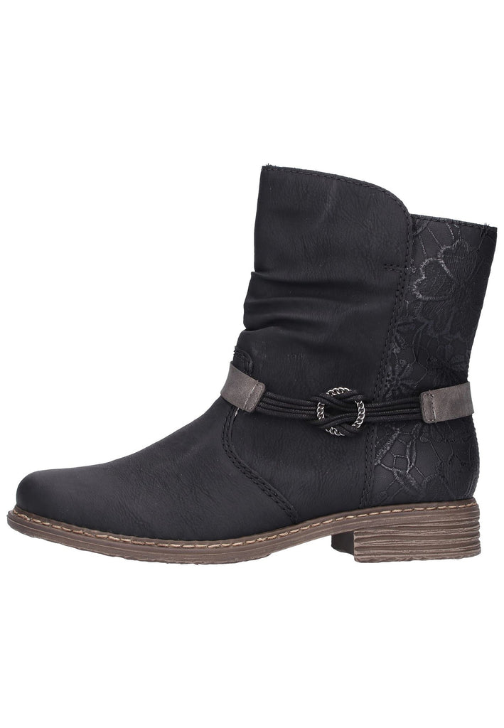Rieker Stiefelette Lederimitat Schwarz - surf4shoes