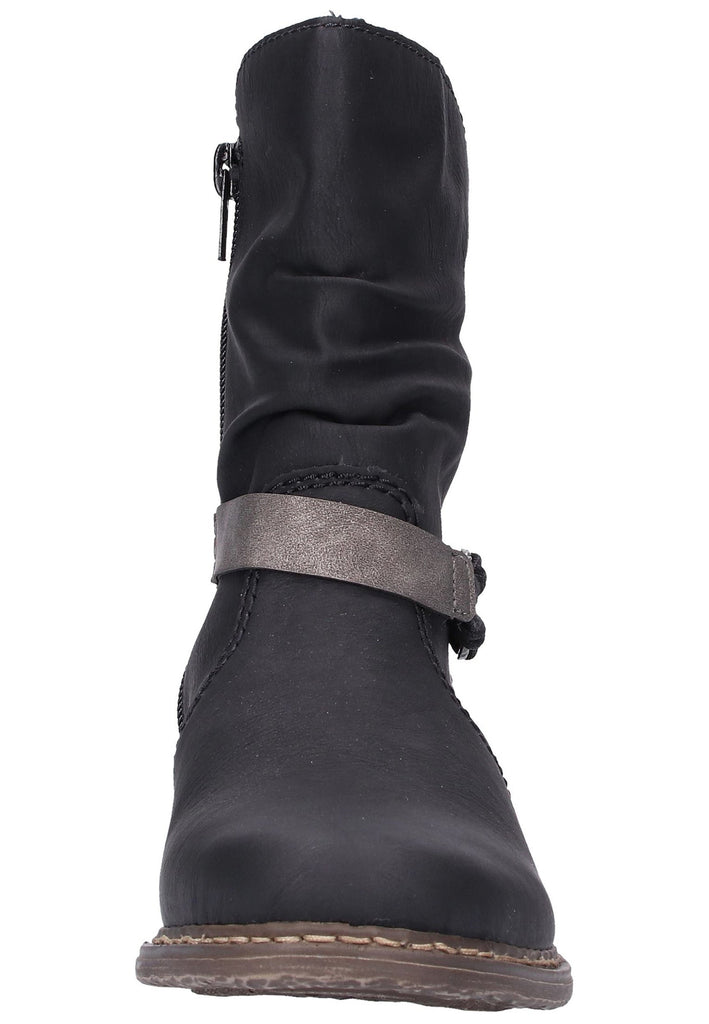 Rieker Stiefelette Lederimitat Schwarz - surf4shoes