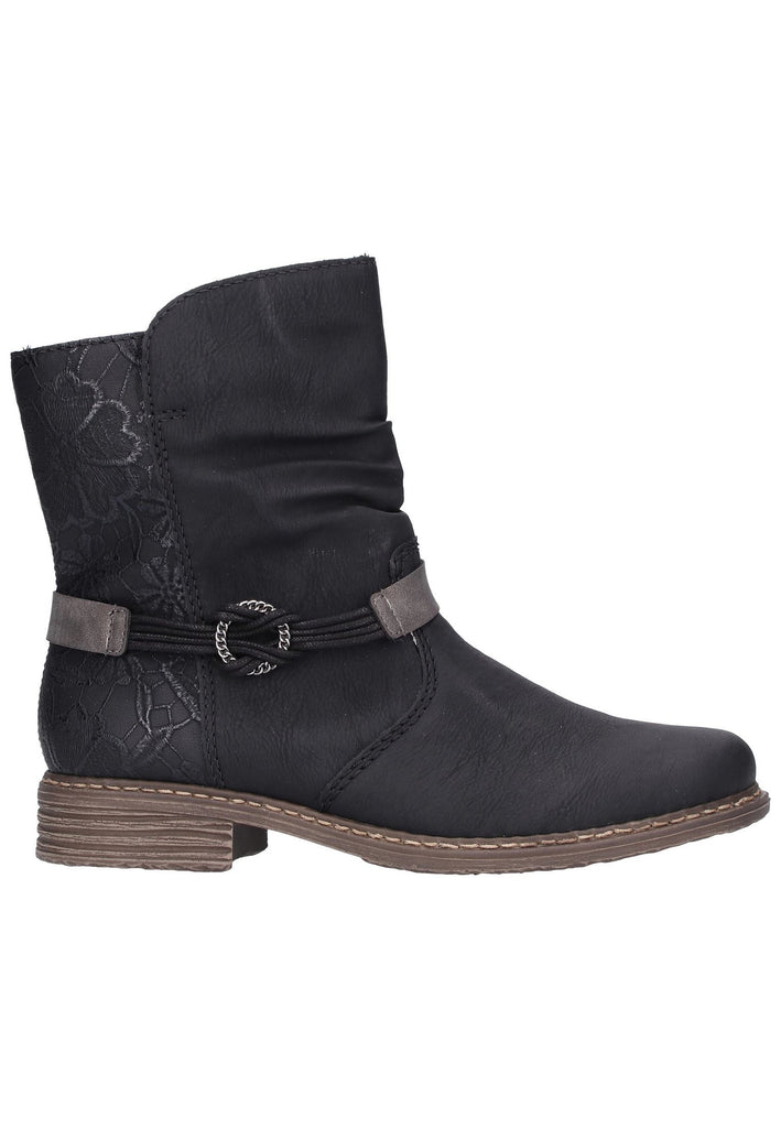 Rieker Stiefelette Lederimitat Schwarz - surf4shoes