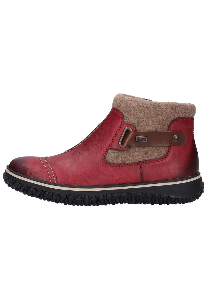 Rieker Stiefelette Lederimitat/Textil Rot Warmfutter - surf4shoes