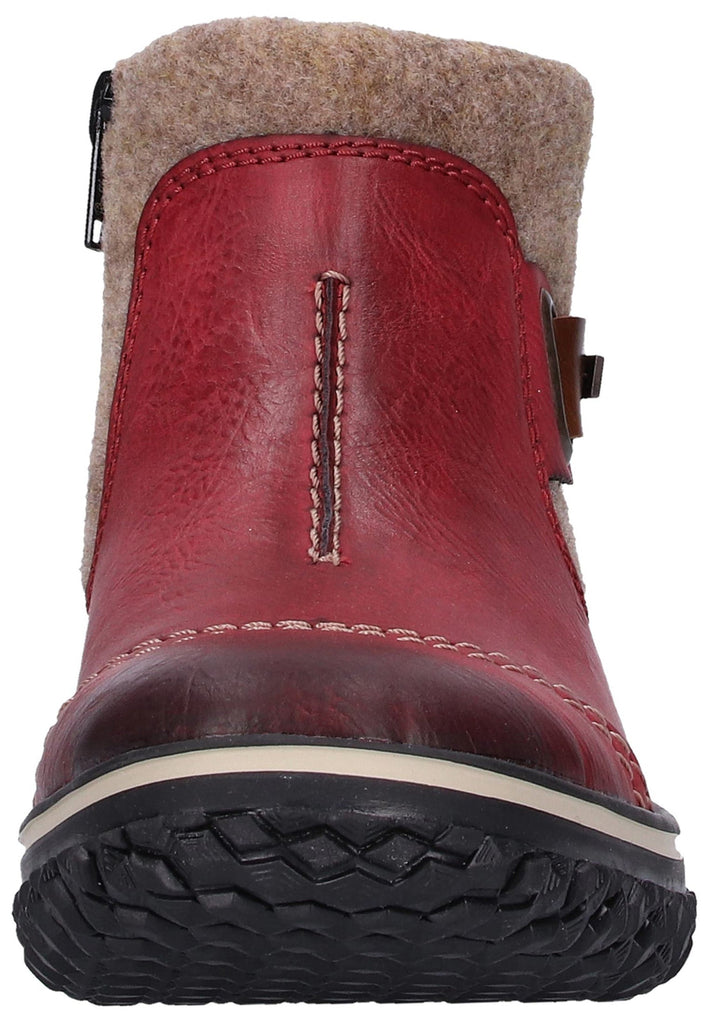 Rieker Stiefelette Lederimitat/Textil Rot Warmfutter - surf4shoes