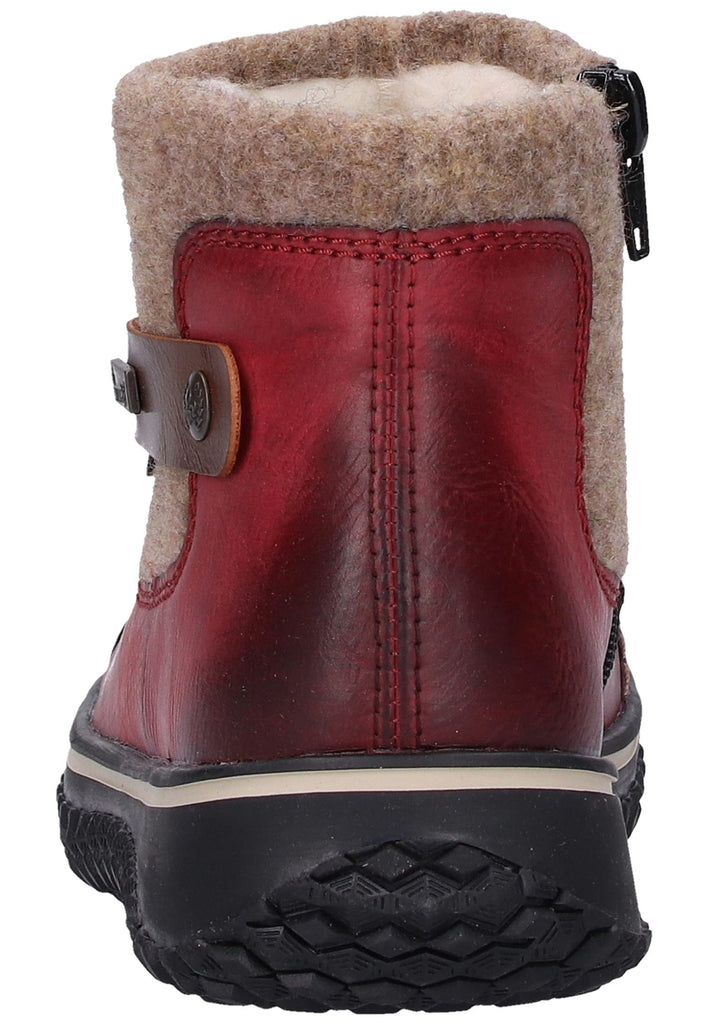 Rieker Stiefelette Lederimitat/Textil Rot Warmfutter - surf4shoes