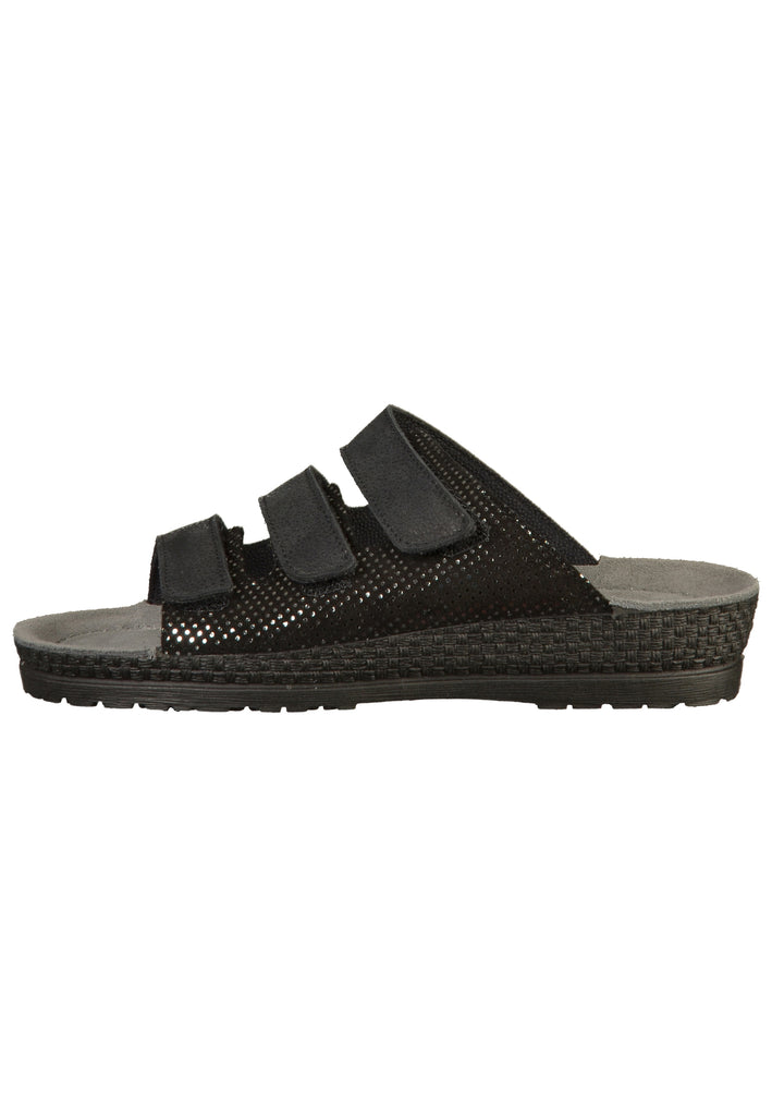 Rohde Pantoletten Leder Schwarz - surf4shoes