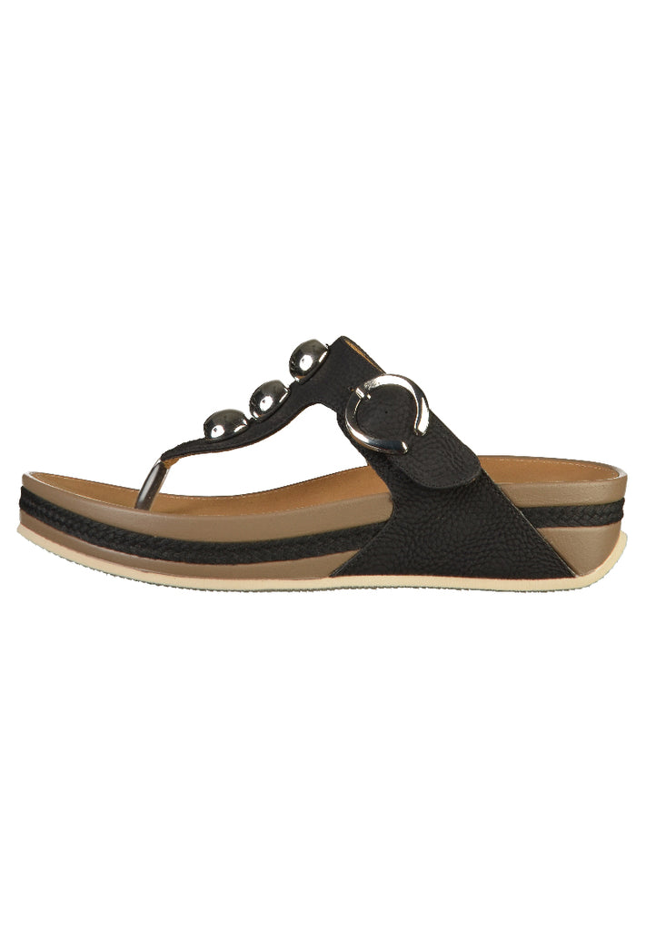 Rieker Zehensteg Lederimitat Schwarz - surf4shoes