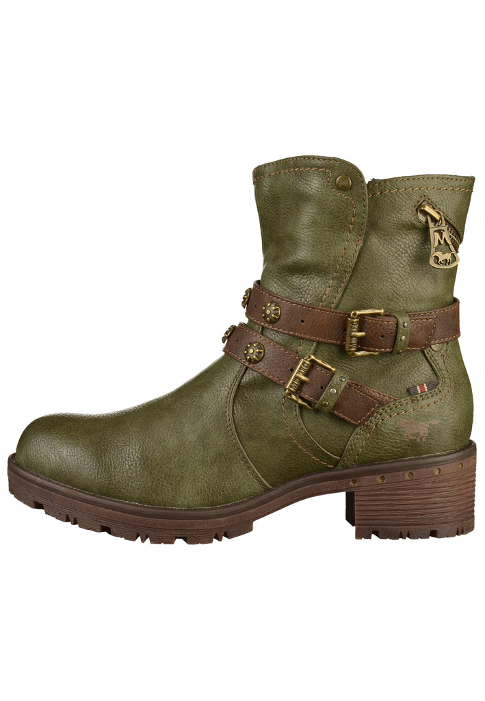 Mustang Stiefelette Lederimitat Oliv - surf4shoes