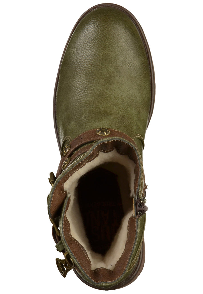 Mustang Stiefelette Lederimitat Oliv - surf4shoes