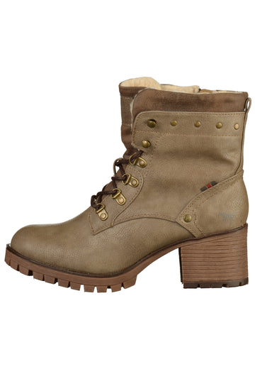 Mustang Stiefelette Lederimitat/Textil Taupe - surf4shoes