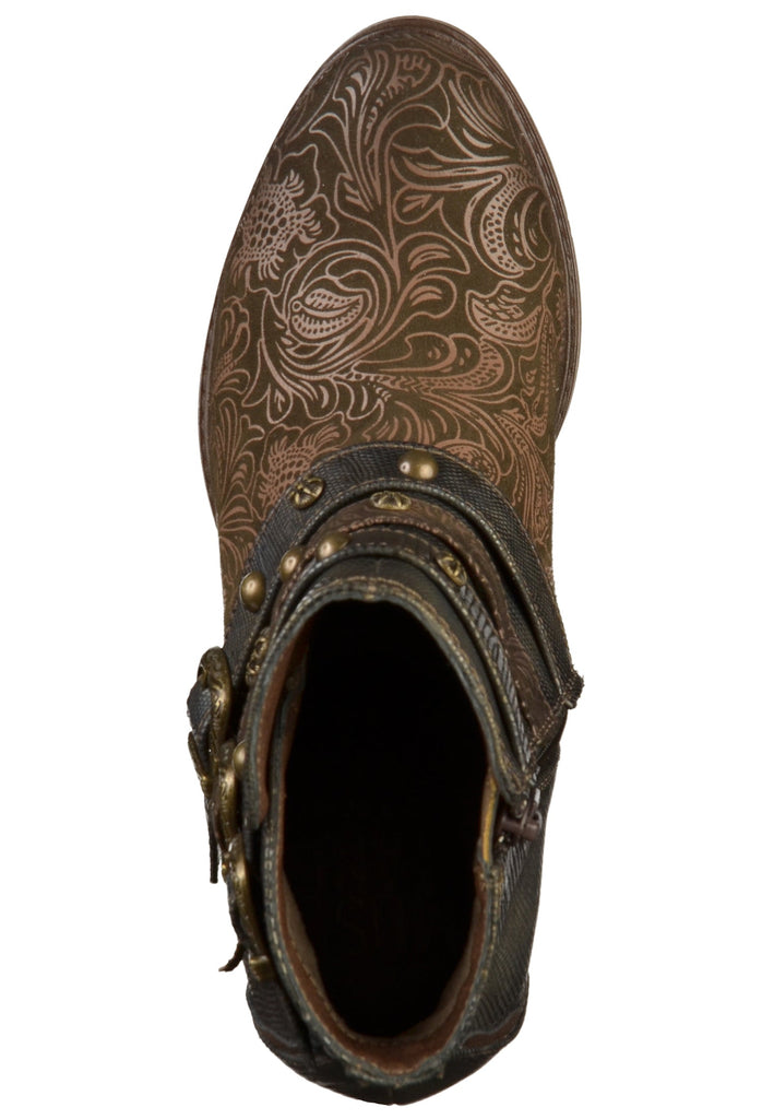 Mustang Stiefelette Lederimitat/Textil Oliv - surf4shoes