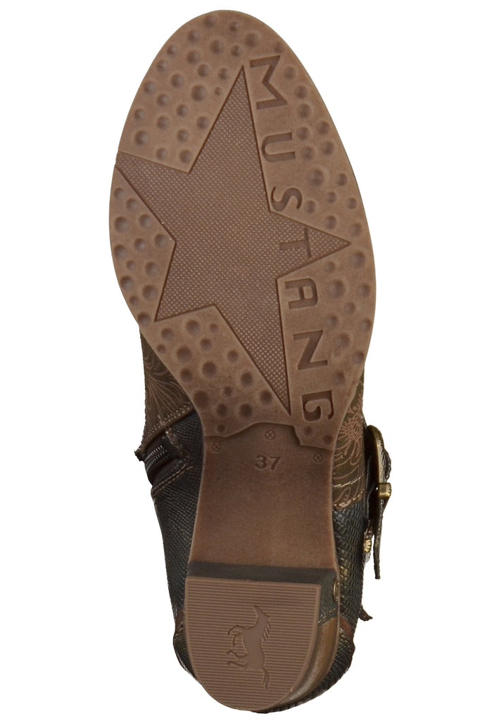 Mustang Stiefelette Lederimitat/Textil Oliv - surf4shoes