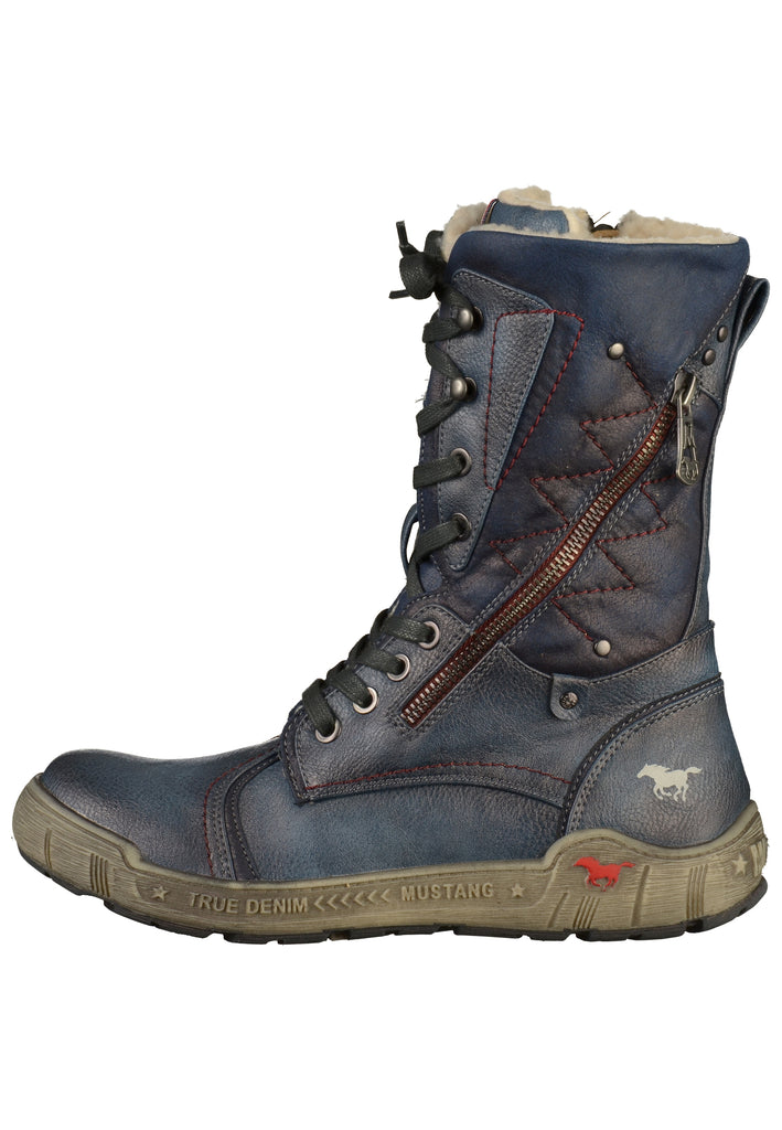 Mustang Stiefelette Lederimitat/Textil Dunkelblau - surf4shoes
