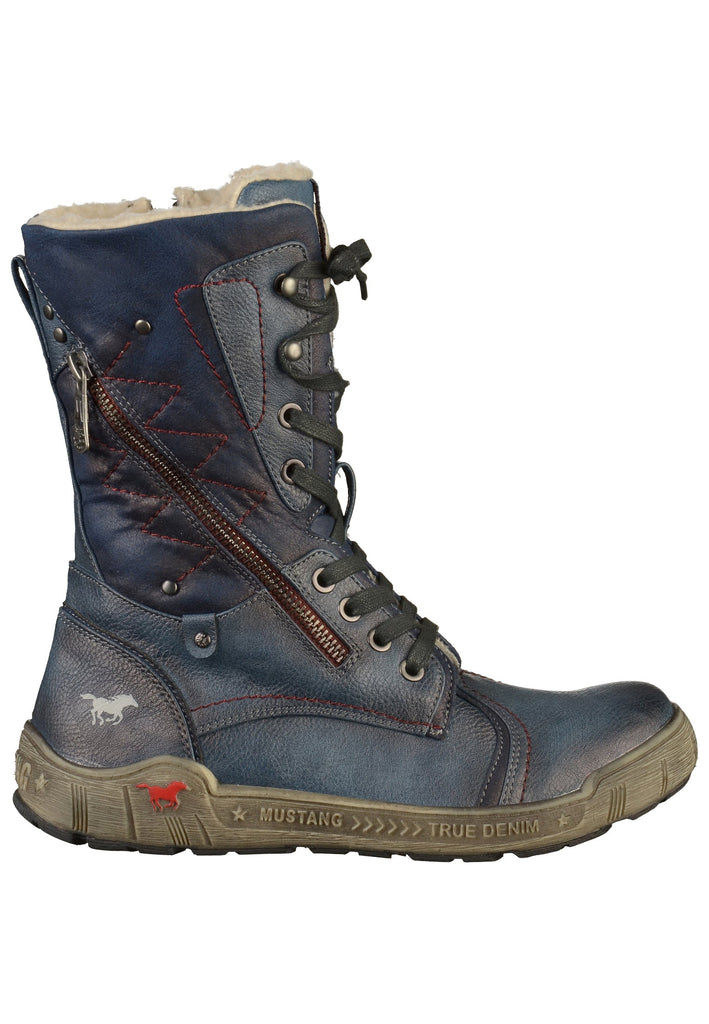 Mustang Stiefelette Lederimitat/Textil Dunkelblau - surf4shoes