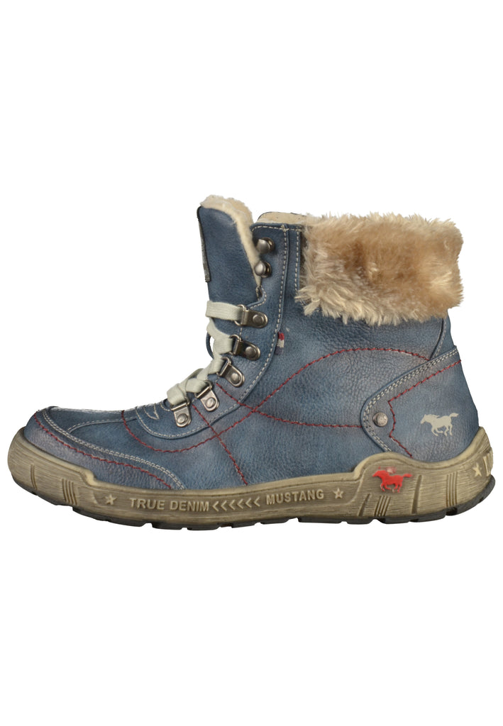 Mustang Stiefelette Lederimitat/Textil Blau - surf4shoes
