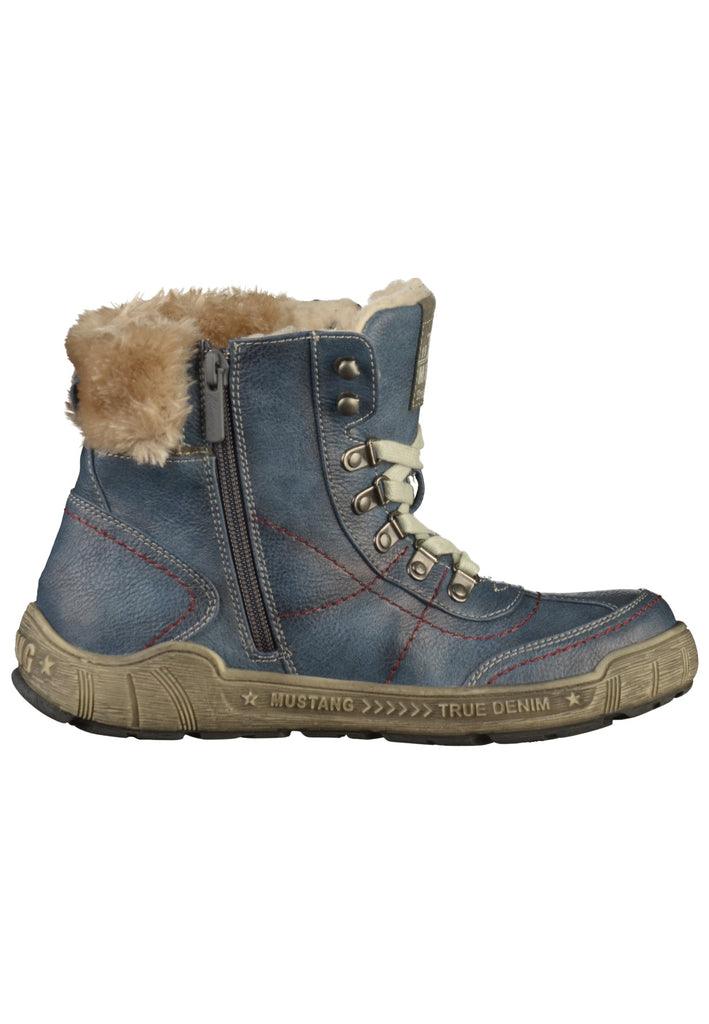 Mustang Stiefelette Lederimitat/Textil Blau - surf4shoes