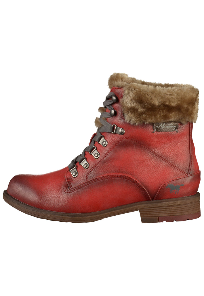 Mustang Stiefelette Lederimitat/Textil Rot - surf4shoes