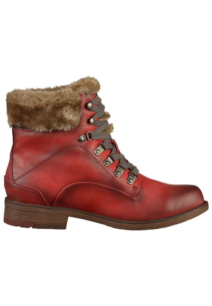 Mustang Stiefelette Lederimitat/Textil Rot - surf4shoes