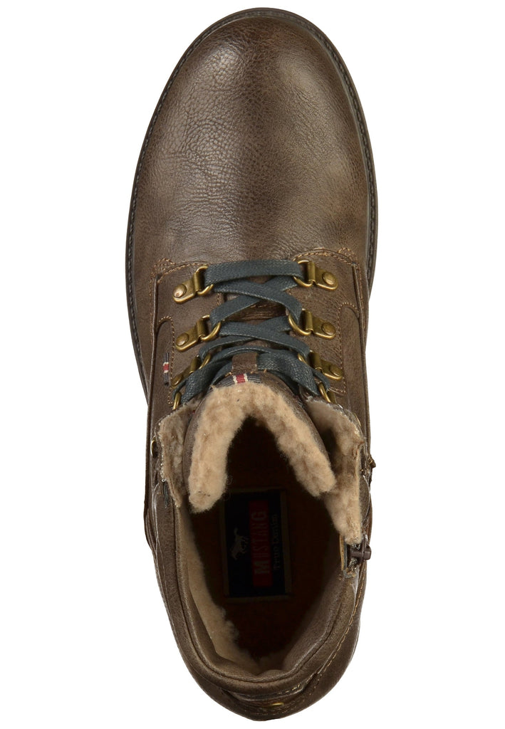 Mustang Stiefelette Lederimitat Dunkelbraun Warmfutter - surf4shoes