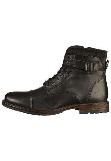 Mustang Stiefelette Leder Schwarz - surf4shoes