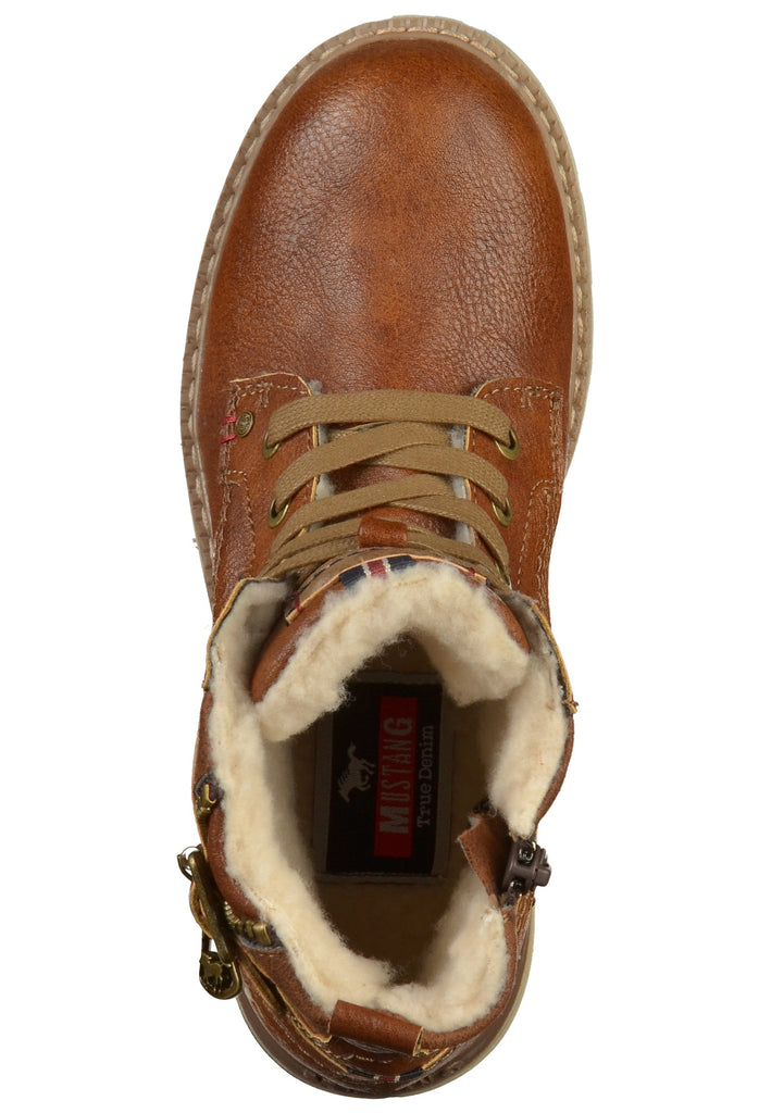 Mustang Stiefelette Lederimitat/Textil Kastanie - surf4shoes