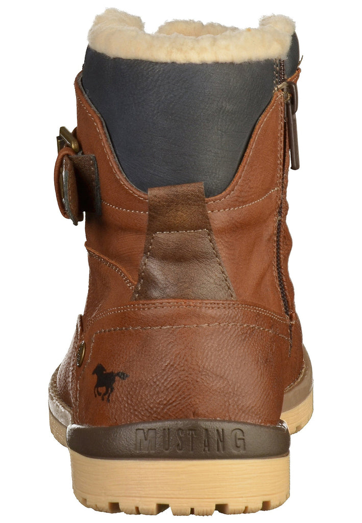 Mustang Stiefelette Lederimitat Kastanie Warmfutter - surf4shoes