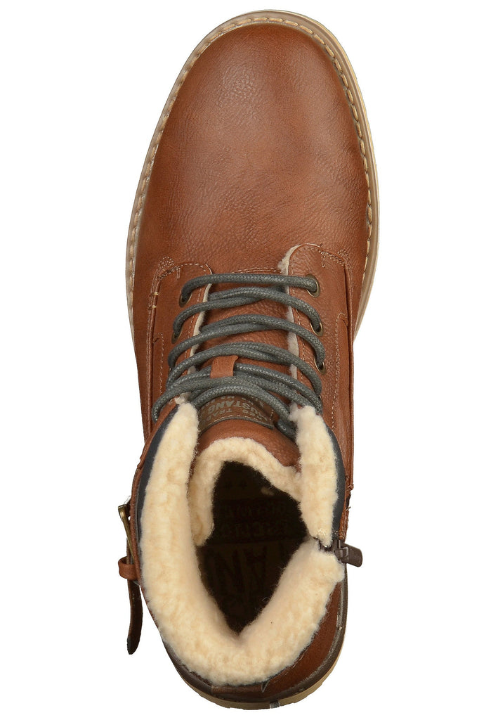 Mustang Stiefelette Lederimitat Kastanie Warmfutter - surf4shoes