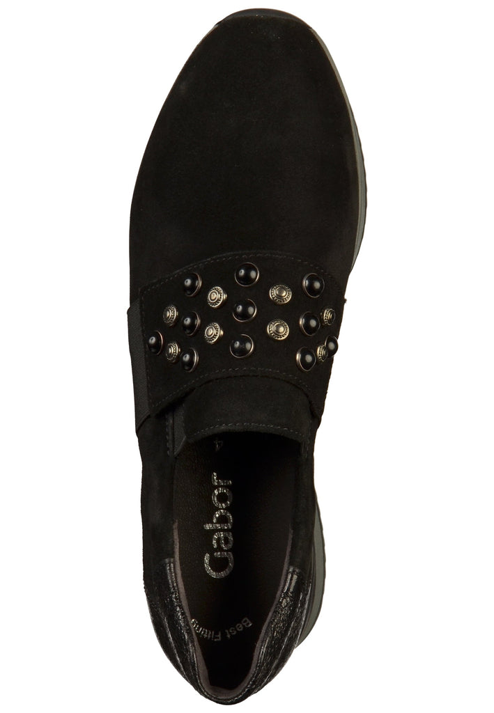 Gabor Slipper Veloursleder Schwarz - surf4shoes
