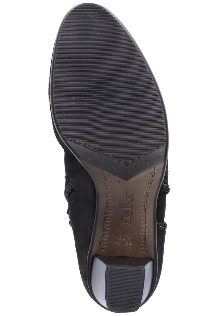Gabor Stiefelette Veloursleder Schwarz - surf4shoes