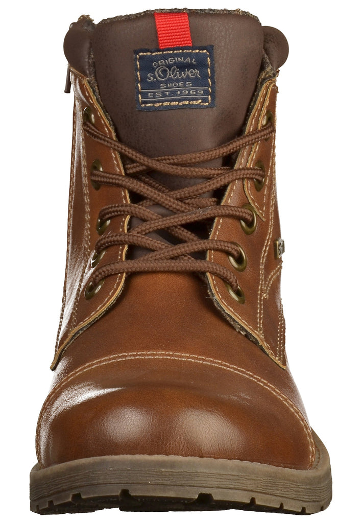 s.Oliver Stiefelette Lederimitat/Textil Cognac - surf4shoes