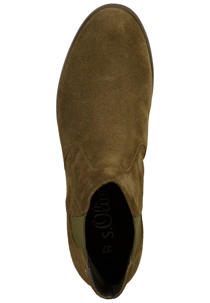 s.Oliver Stiefelette Nubukleder Oliv - surf4shoes