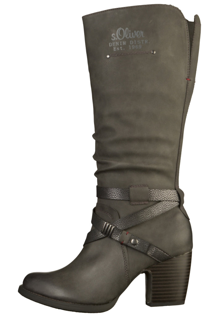 s.Oliver Stiefel Lederimitat Dunkelgrau - surf4shoes