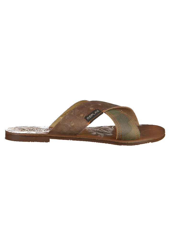 Replay Pantoletten Leder/Textil Braun - surf4shoes