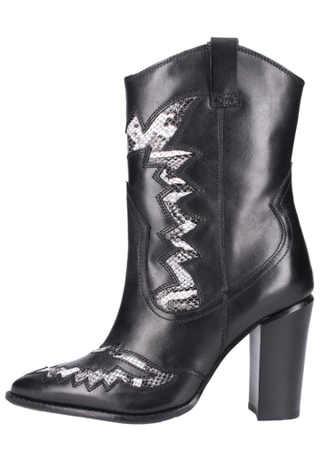 Bronx Stiefelette Leder Schwarz/Weiß - surf4shoes