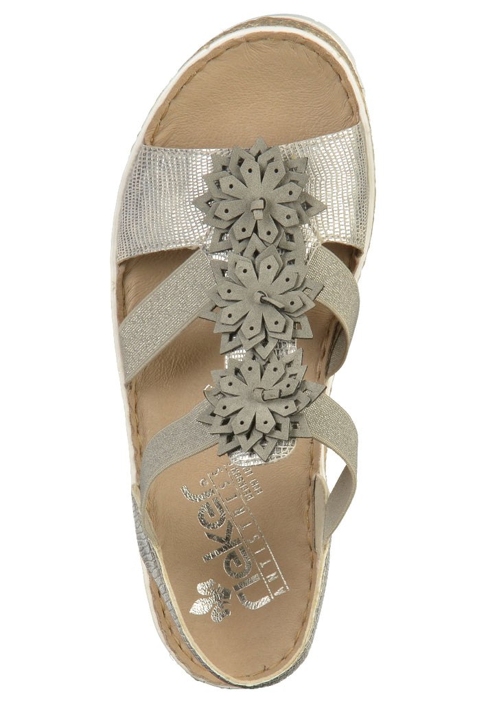 Rieker Sandalen Lederimitat Silber - surf4shoes