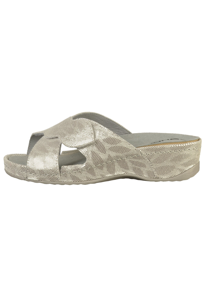 Rohde Pantoletten Leder Silber - surf4shoes