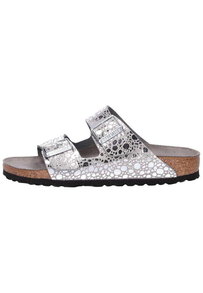 Birkenstock Pantoletten Birko-Flor Metallic Stones Silver Gray - surf4shoes